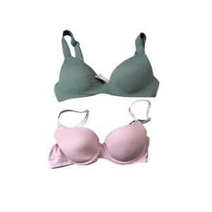 Victoria Secret/Pink Women's Bra size 32 B, 2 bras; Pink & Green